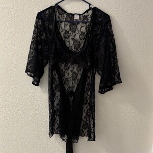 Dreamgirl Sheer Black Lace Robe